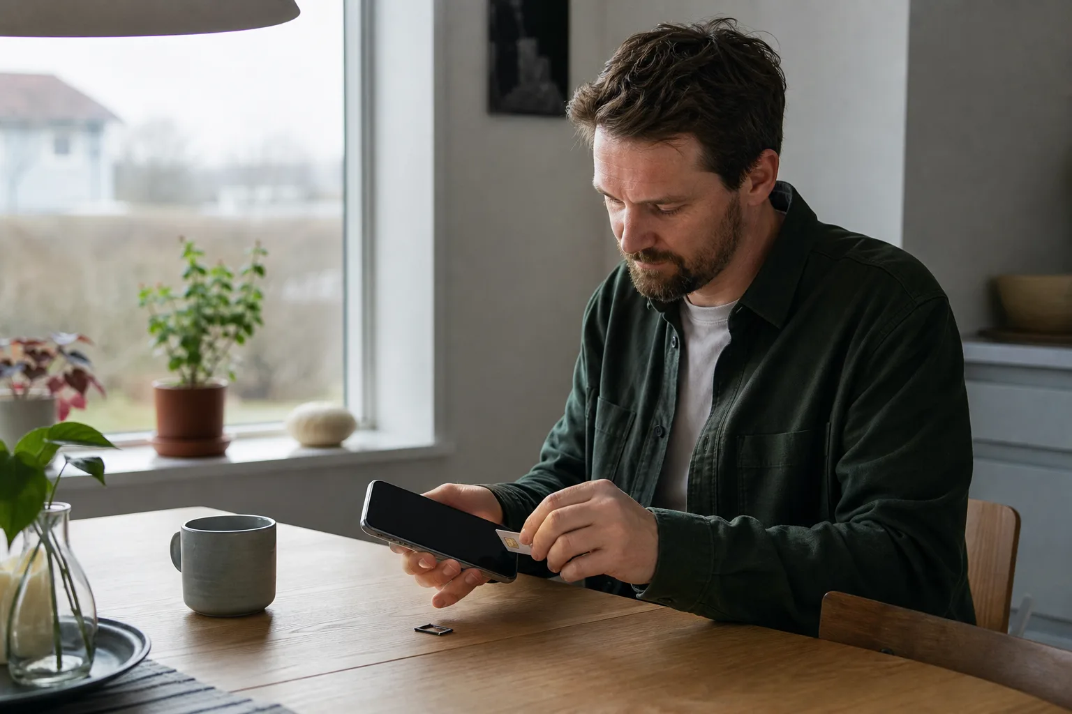 Person som flyttar sitt telefonnummer från ett kontantkort till ett nytt mobilabonnemang