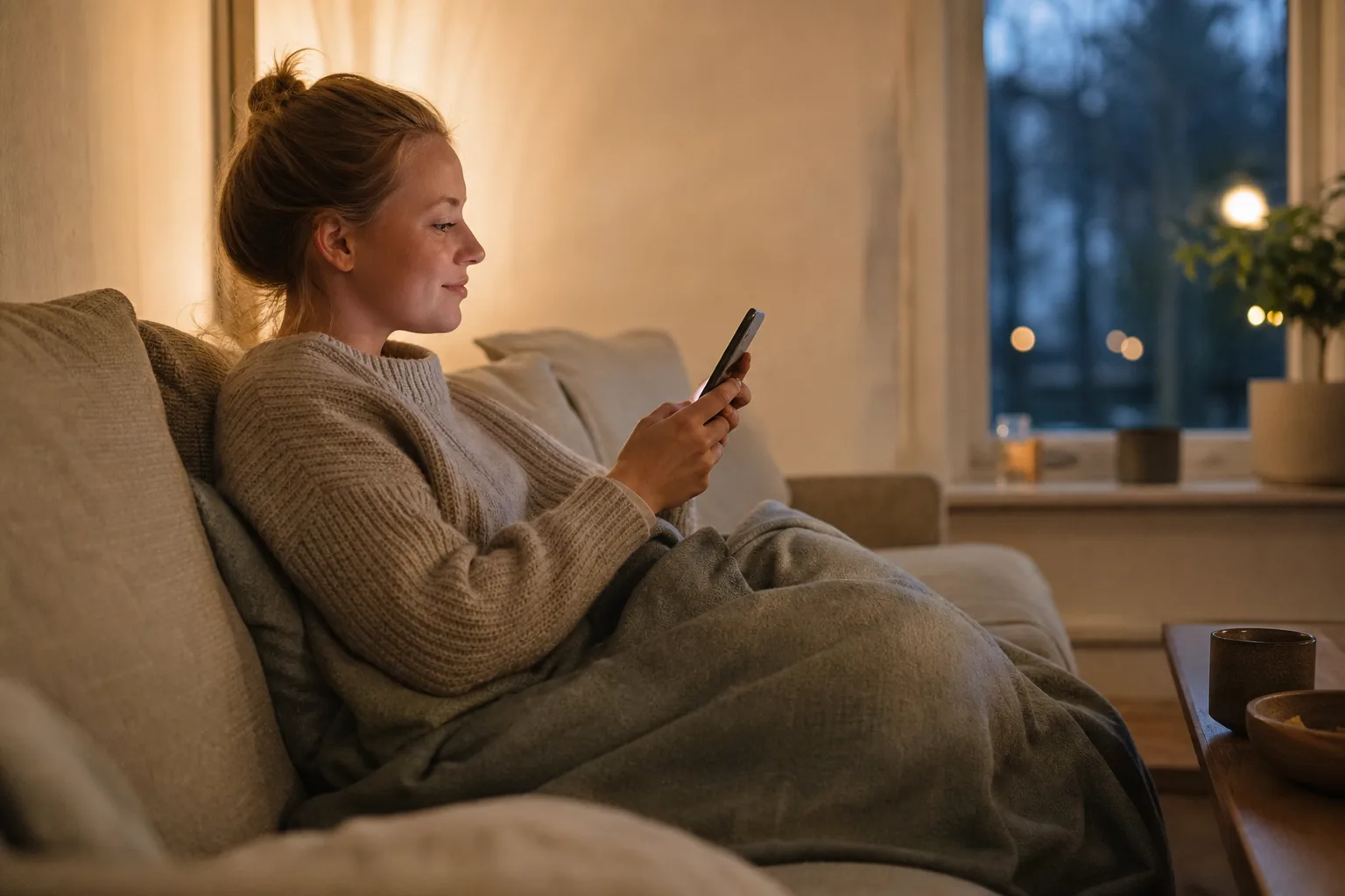Mobiltelefon som visar ett abonnemang utan bindningstid med förskottsbetalning